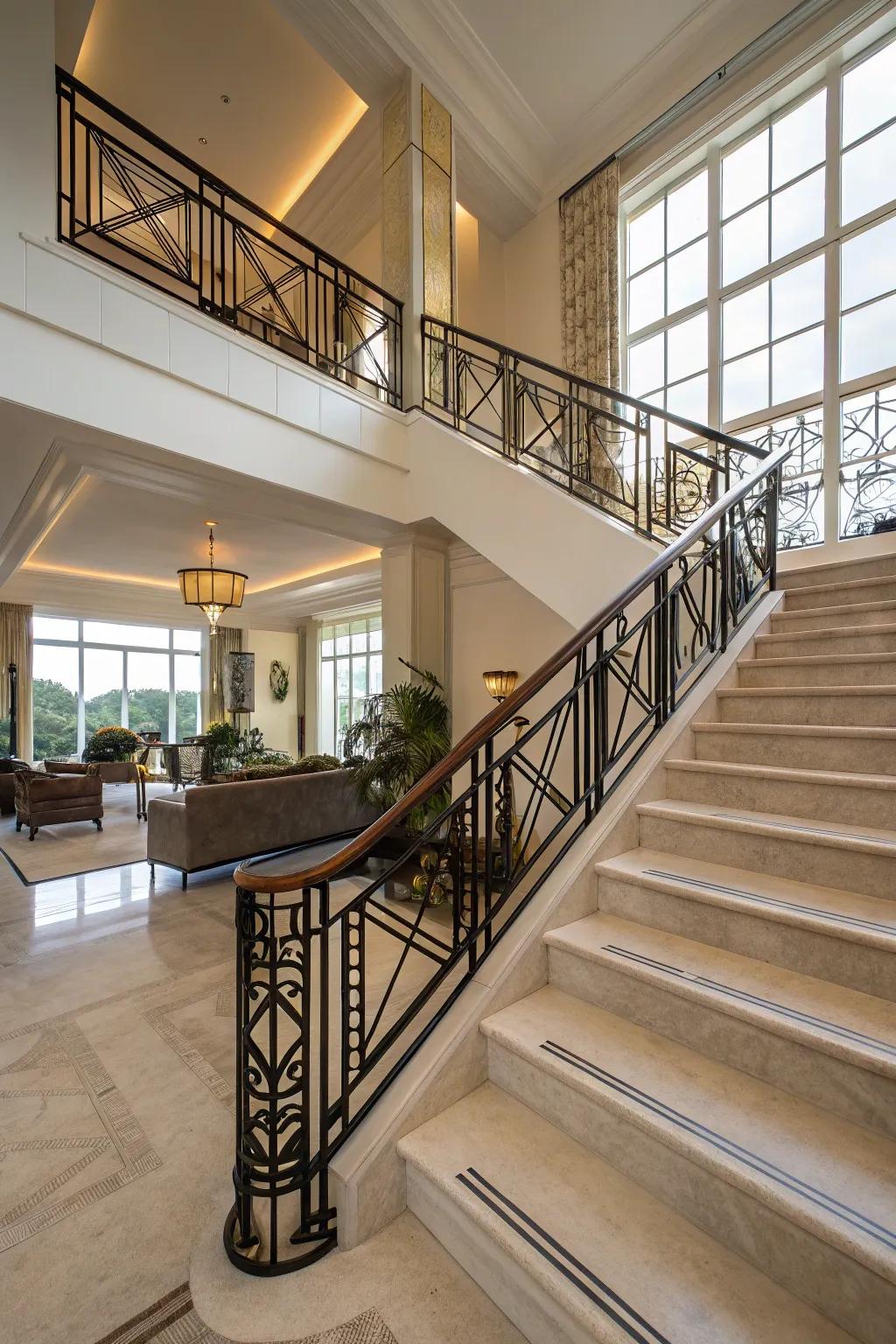 Art Deco railings display timeless elegance.
