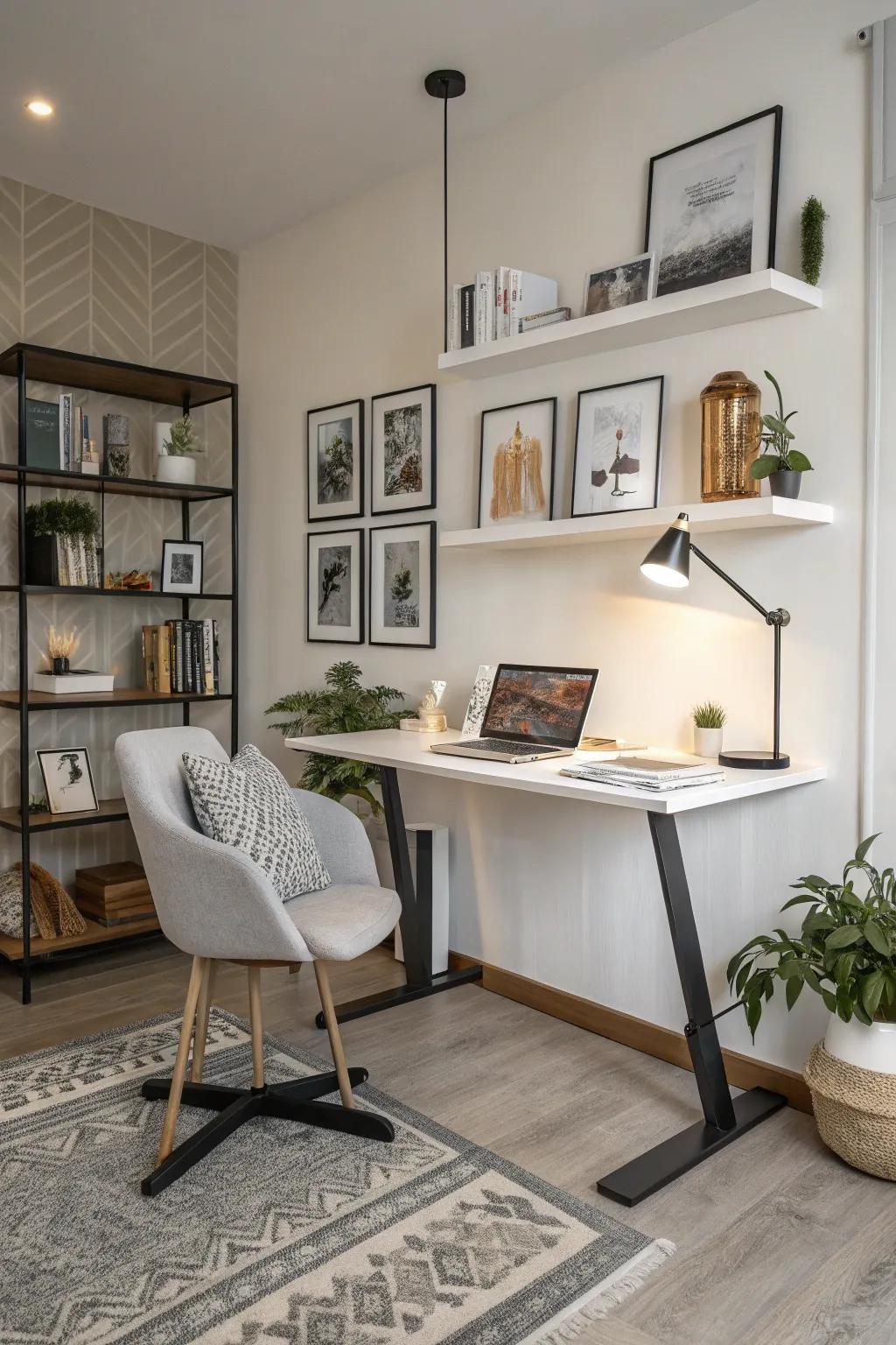 A workspace with furniture.