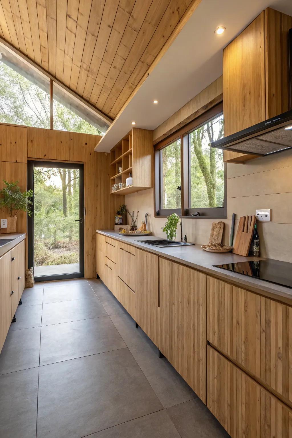 Create a sustainable kitchen with eco-friendly materials.