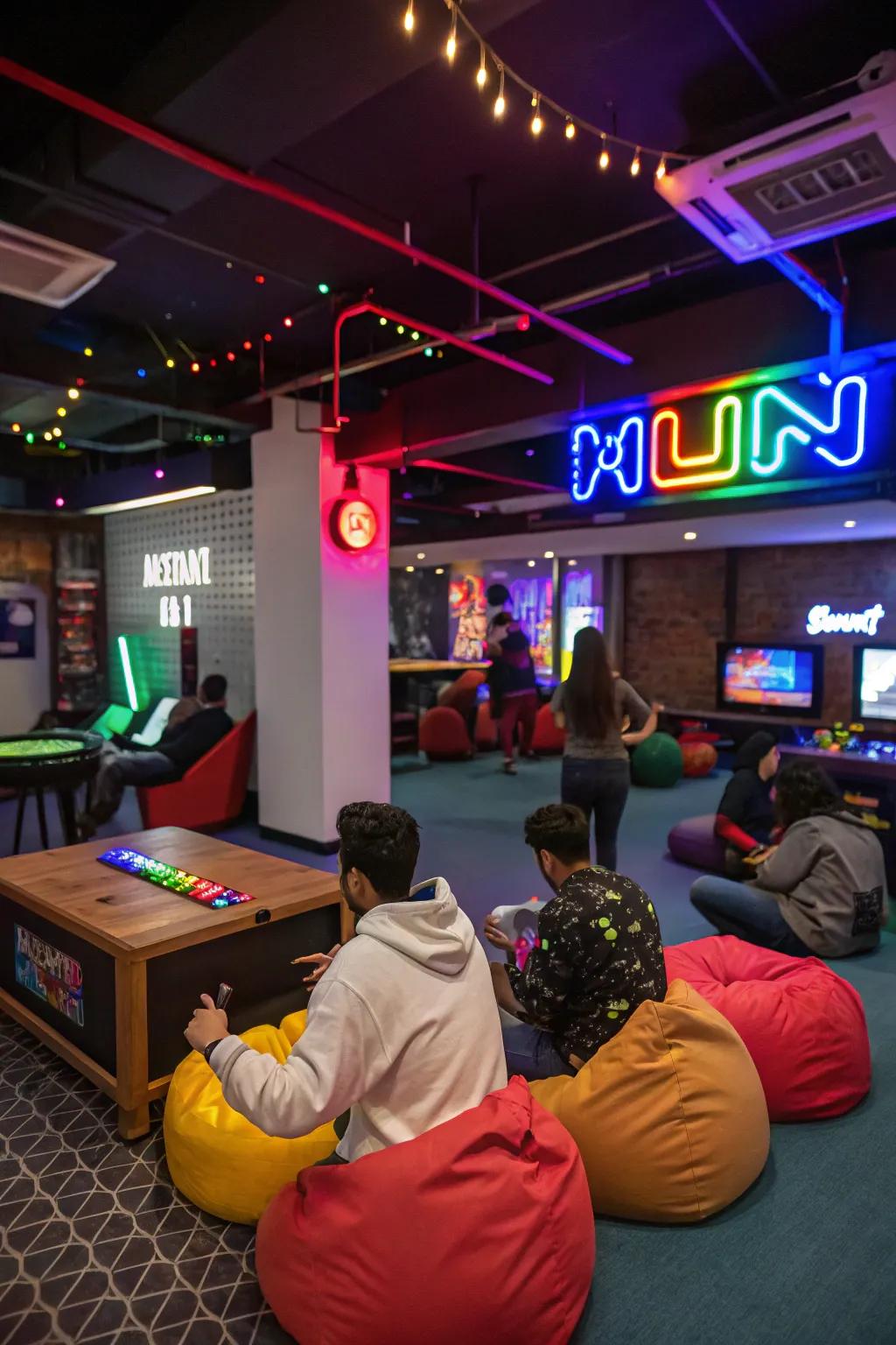 Personalize your recreation room using a fun neon illumination.