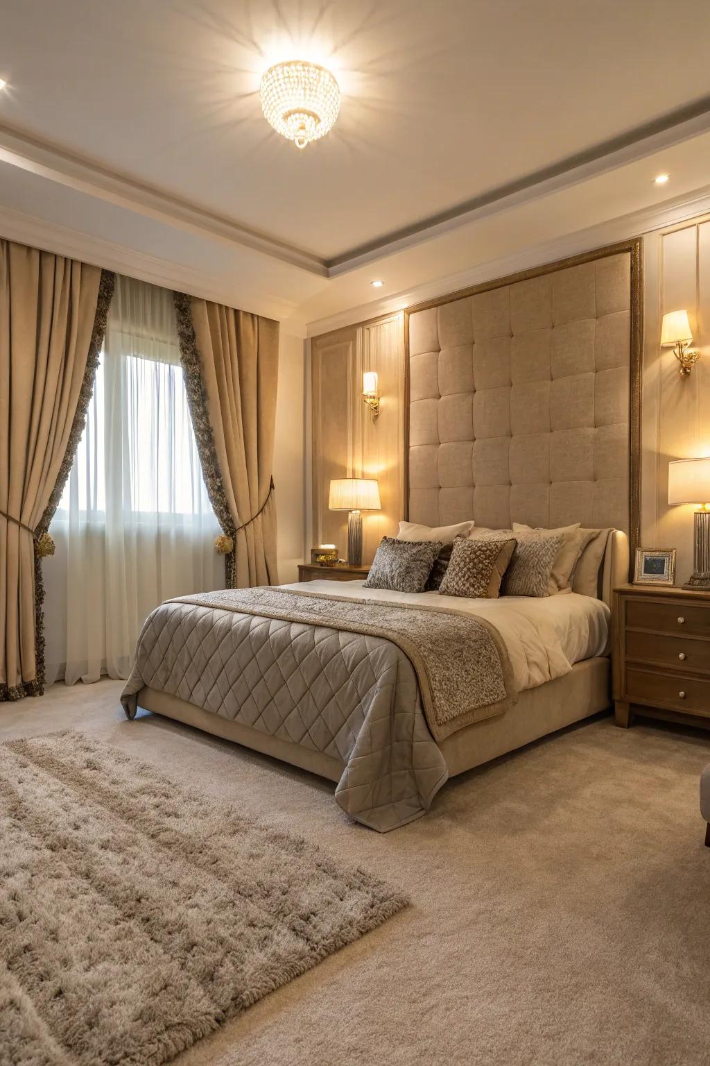 Plush carpets provide a luxurious touch through a subtle presence.