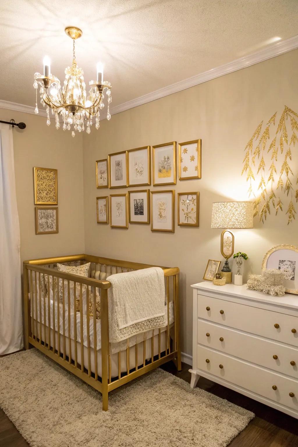 A baby room featuring a golden glow.