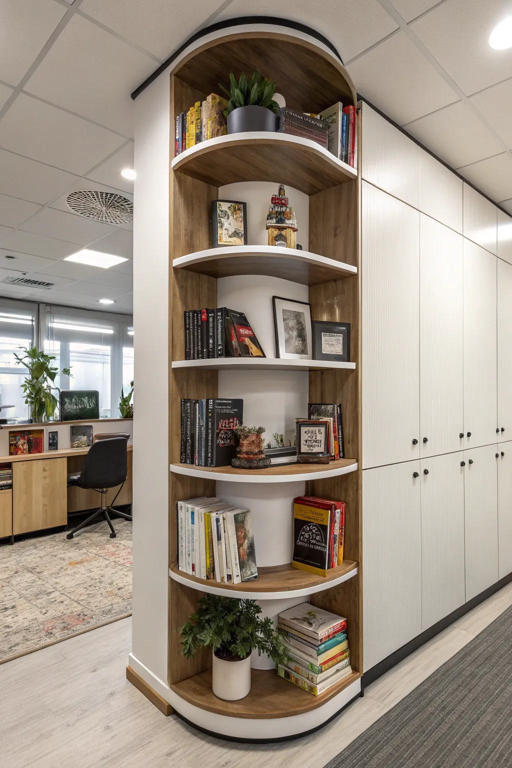 Revolving racks synthesize functionality with a spirited attribute.