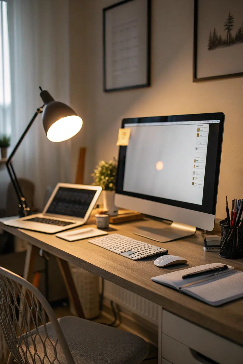 Ambient illumination enhances visual comfort and reduces eye fatigue.