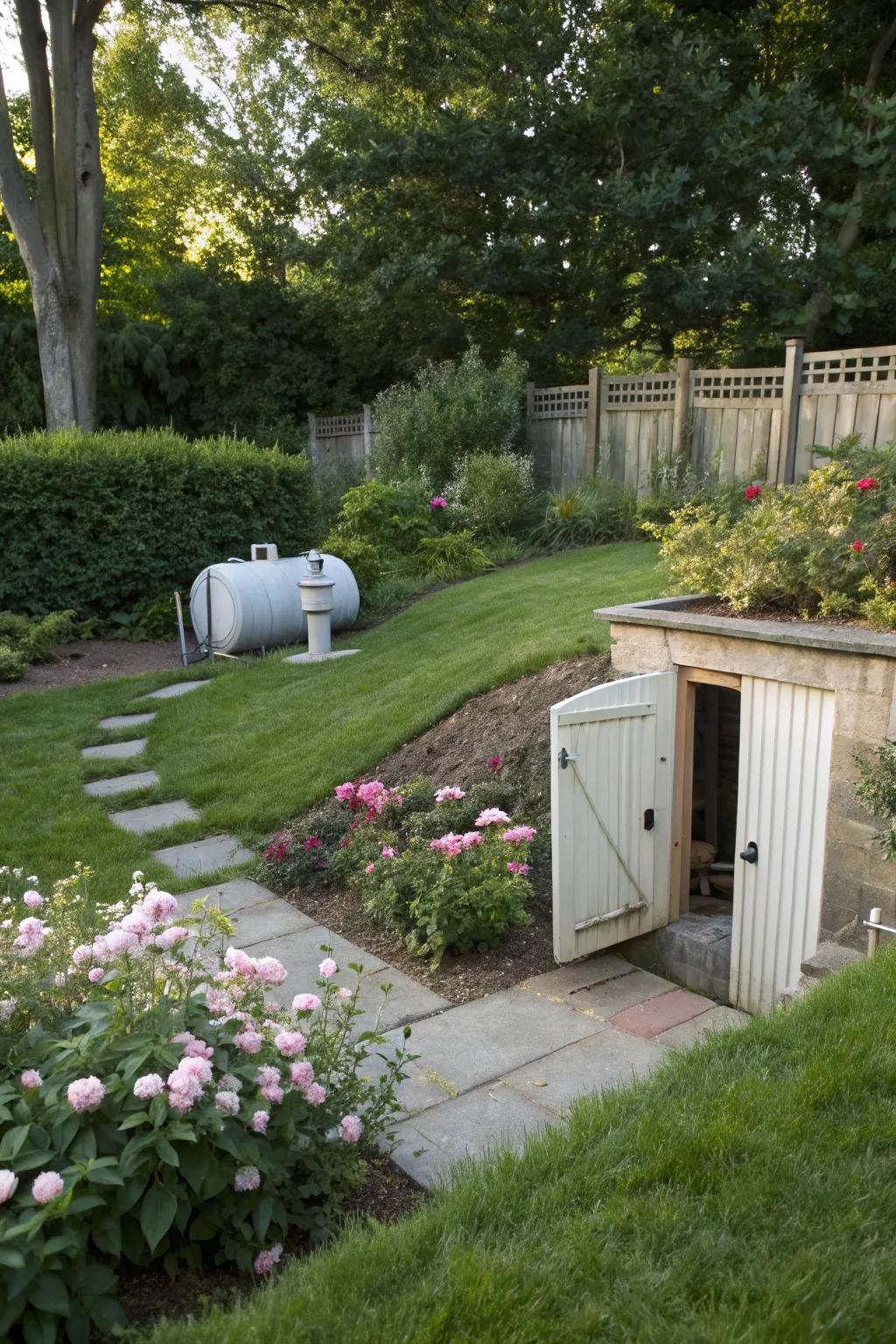 An outdoor area without a visible fuel container, thanks to a concealed installation.