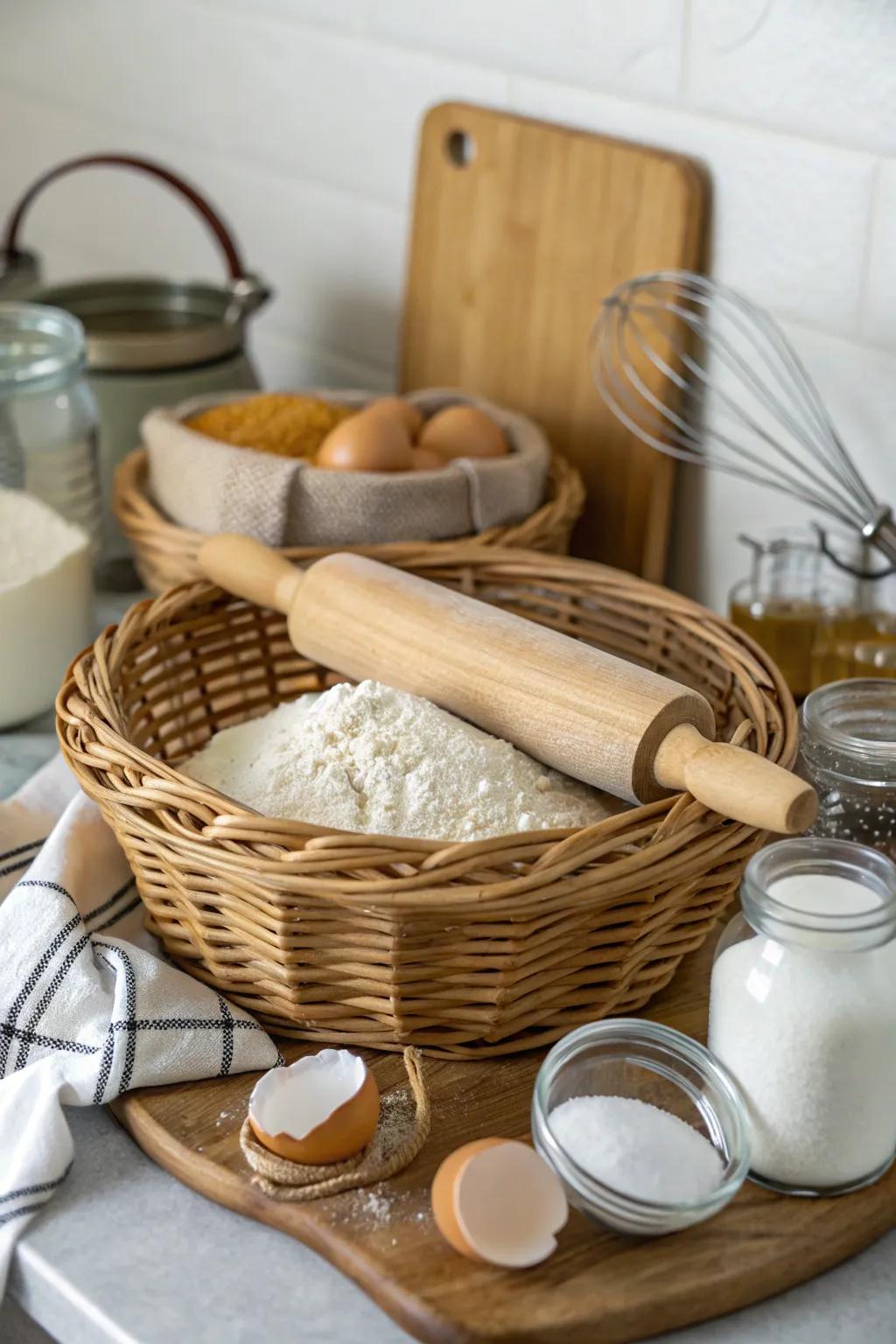 A baking day basket keeps all basics at the ready.