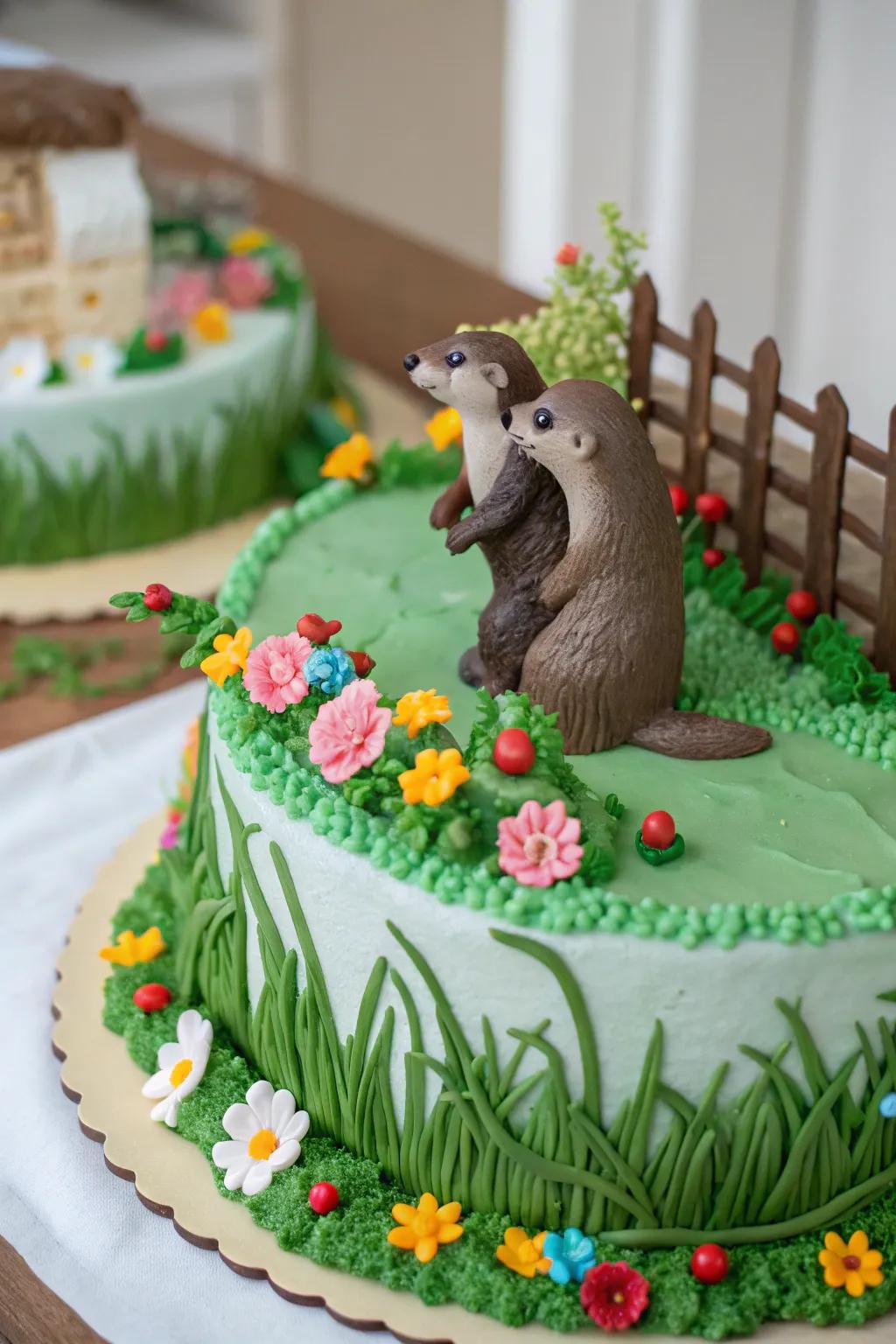 Commemorate spring with a garden-themed otter cake.