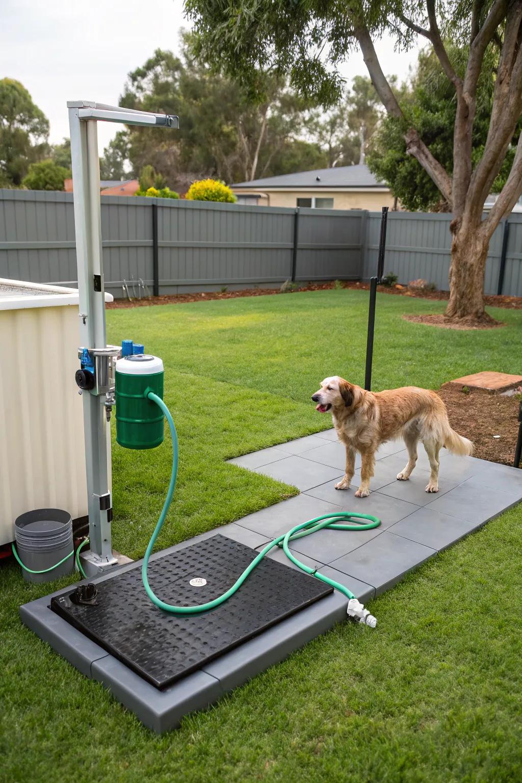 Preserve your home's cleanliness through an outdoor sanitation hub for your dog.