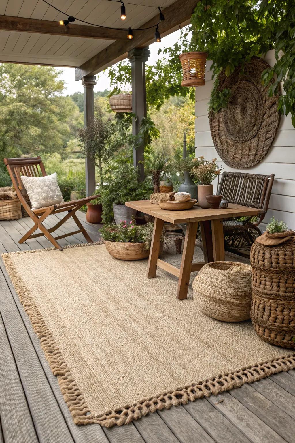 Rustic charm conveyed through the aesthetics of organic fiber.