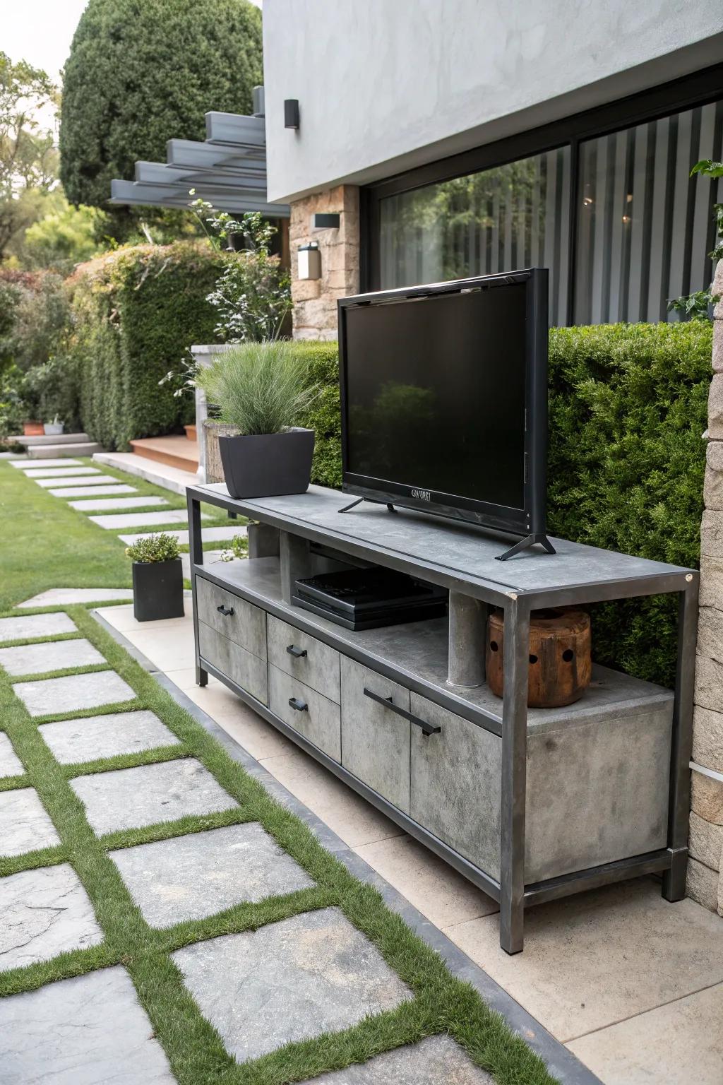 A modern outdoor design with an industrial edge.