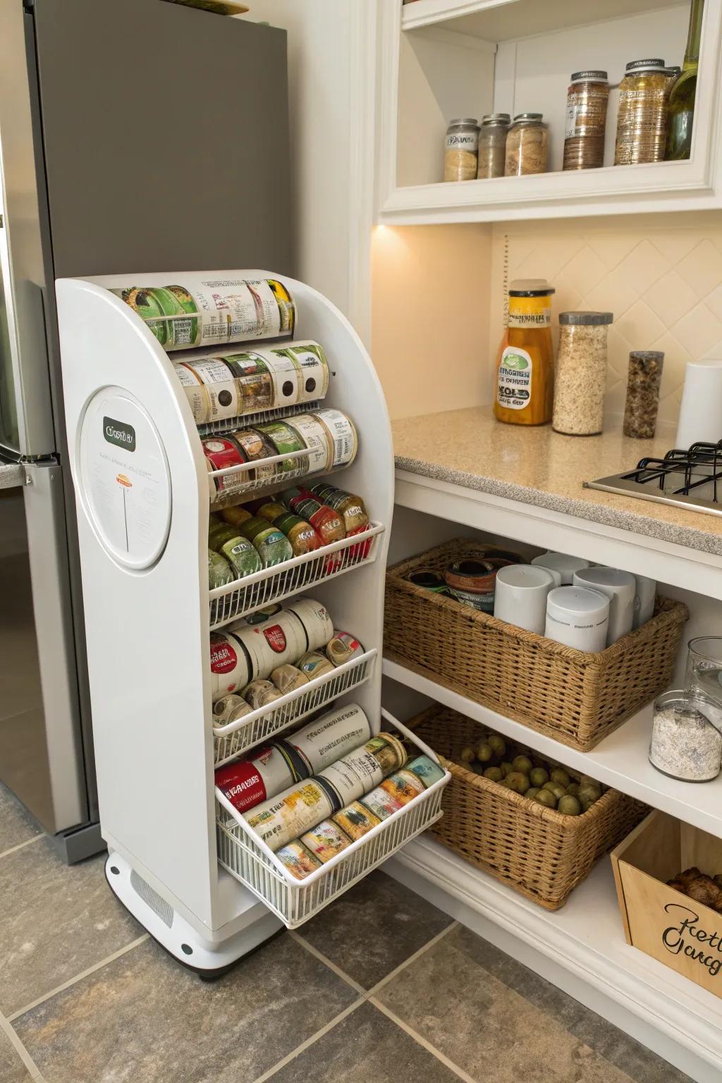 Maintain your cans fresh using a self-advancing dispenser.