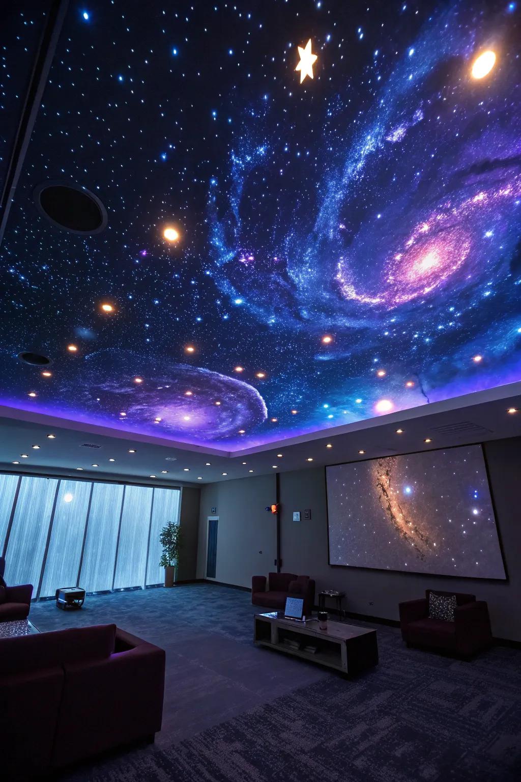 Galactic lighting transforms your space into a celestial getaway.