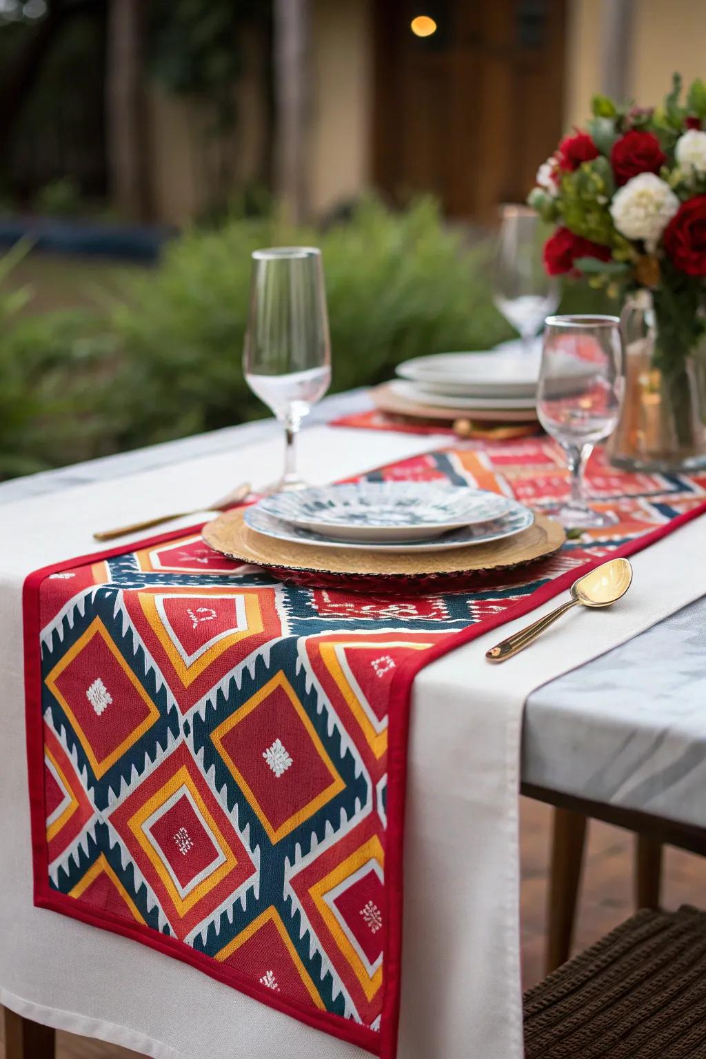 A dramatic table strip enhances your design.
