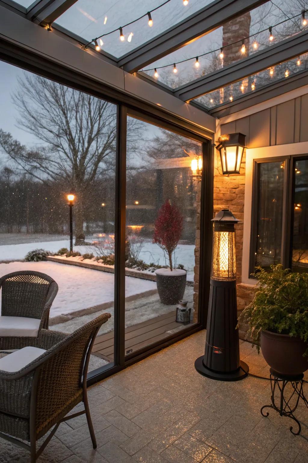 Remain toasty via heating solutions inside your glass boundary.