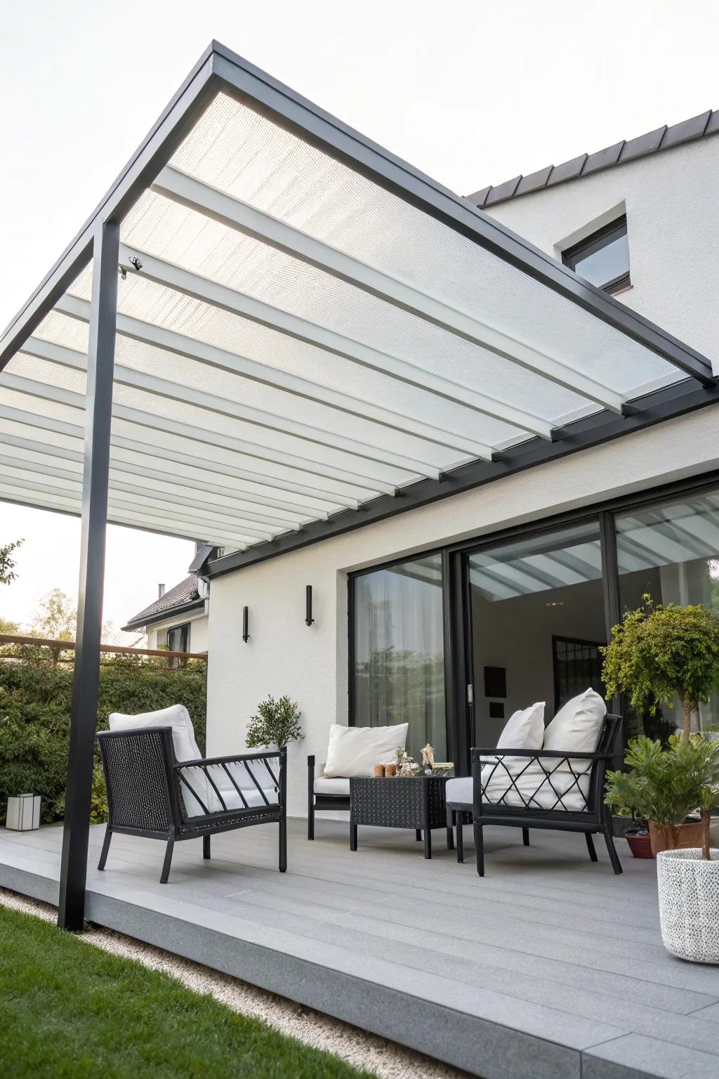 Cutting-edge materials offer a modern aesthetic for patios.