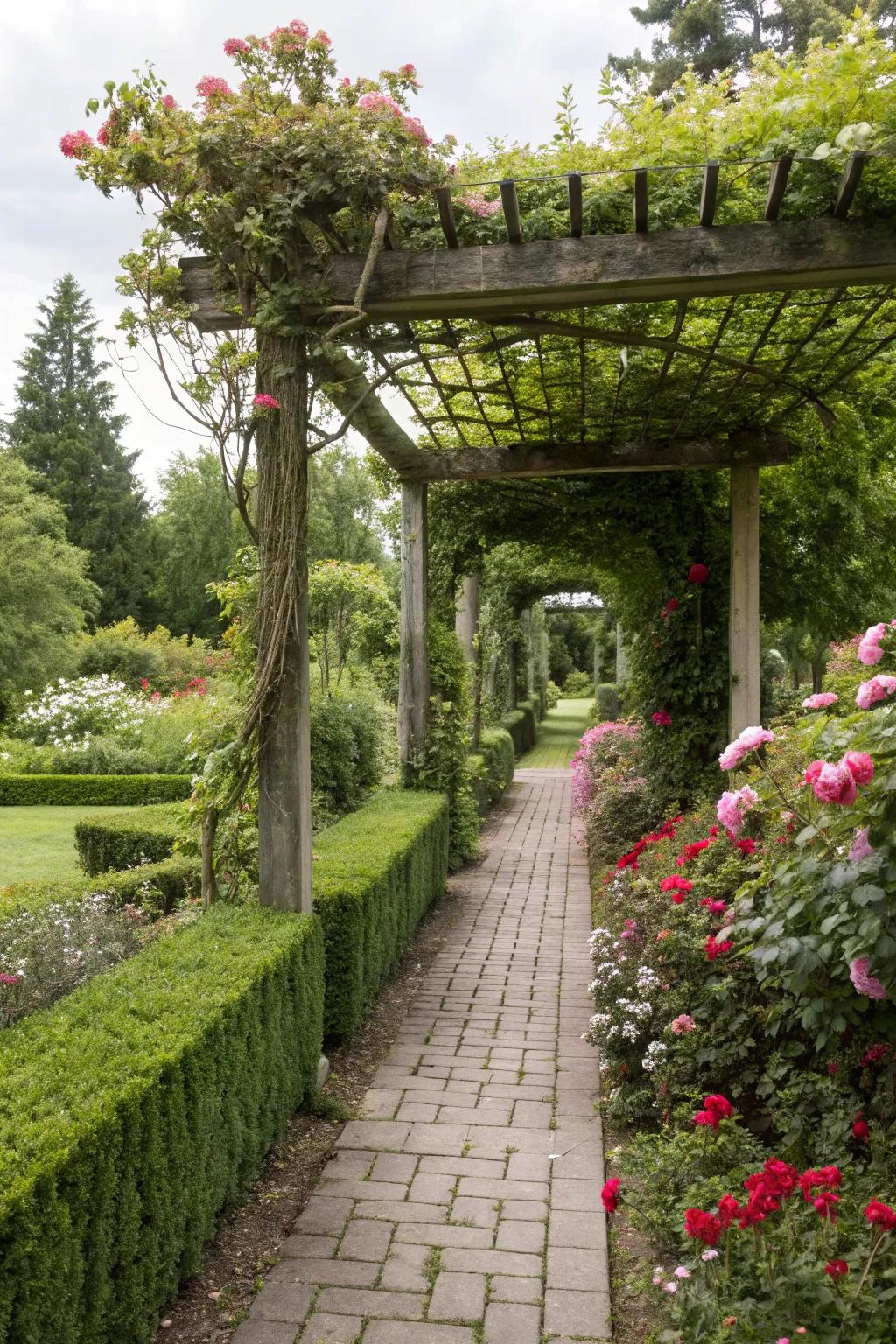 Privacy hedgerows extend an organic and exquisite enclosure.