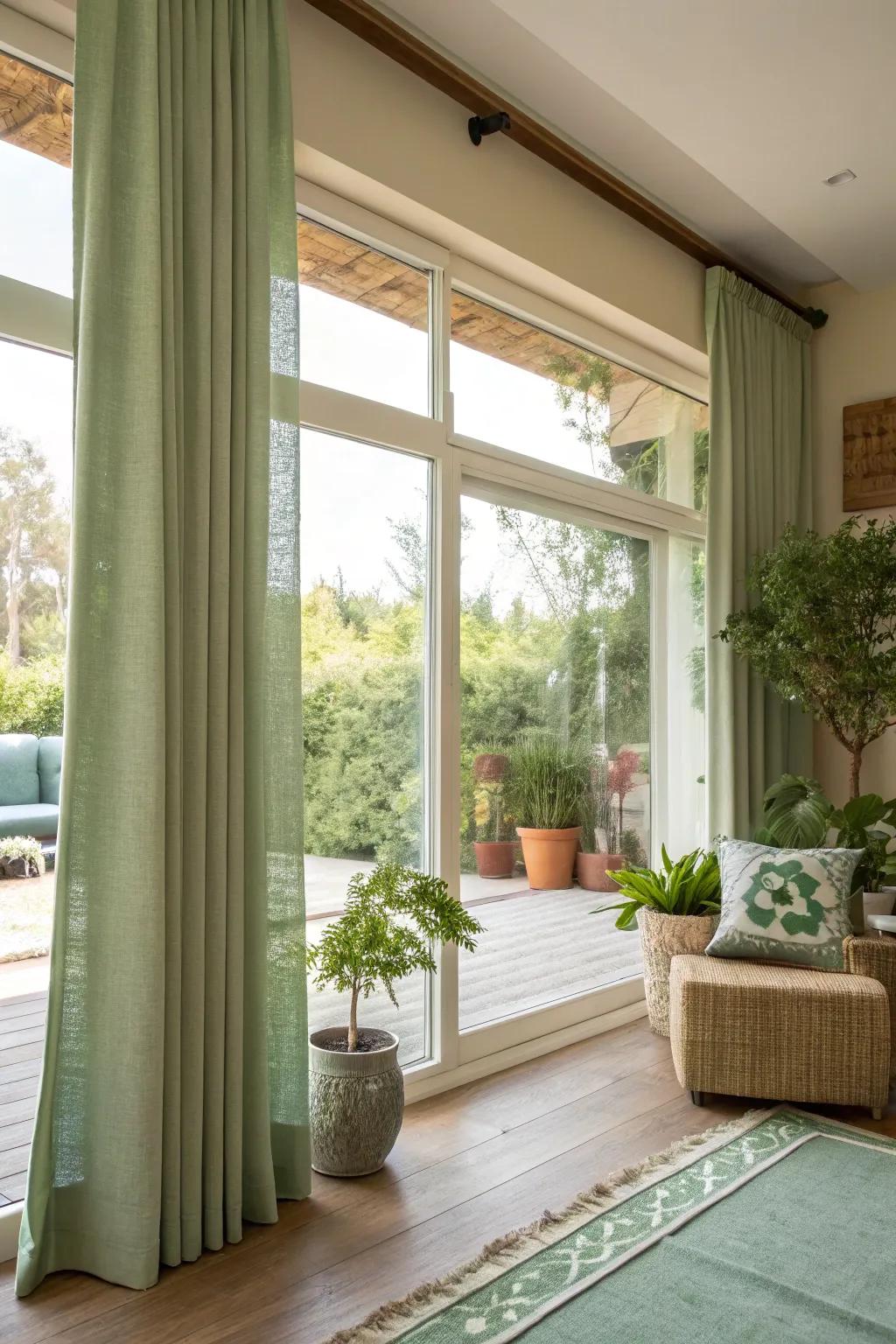 Environmentally conscious home featuring eco-conscious material applications on a bay window.
