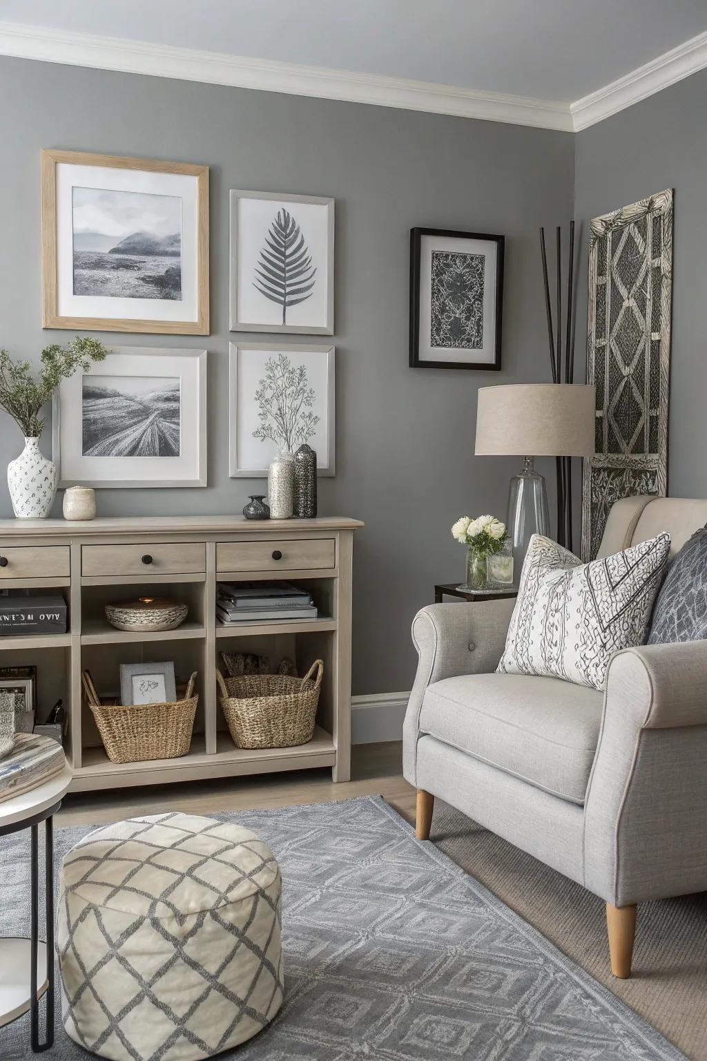 Greyscale artwork improves monochrome appeal.