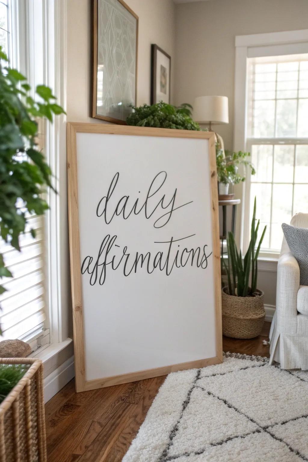 Start your day strong with motivational affirmations on your whiteboard.
