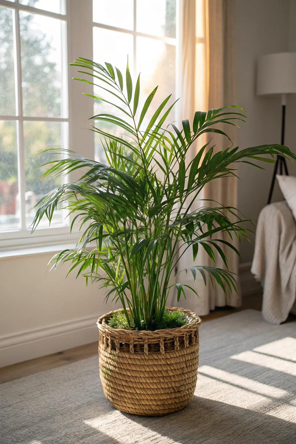 A pet-safe parlor palm, ideally suited for mothers caring for animal companions.