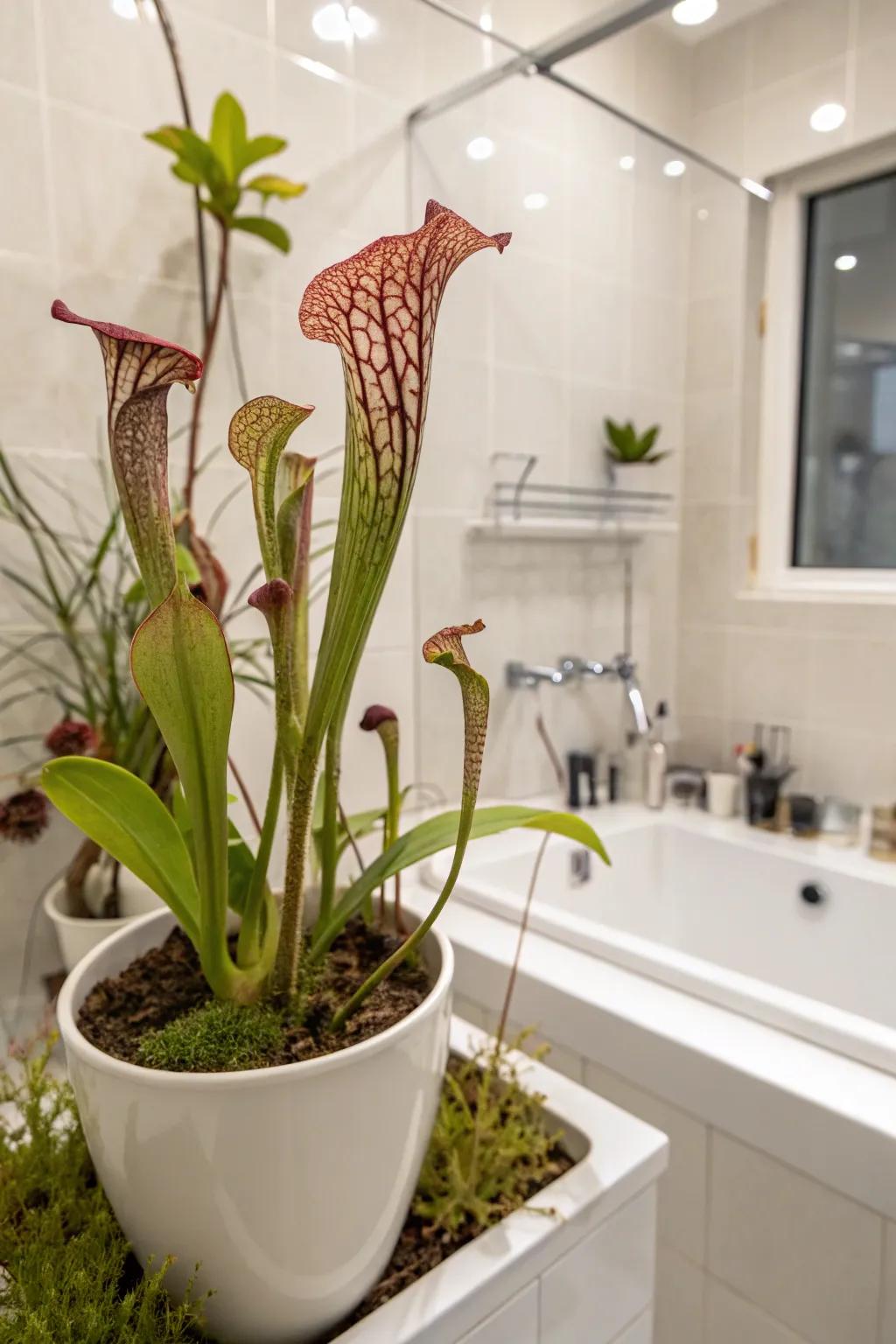 Introduce an exotic element with the unique form of a pitcher plant.