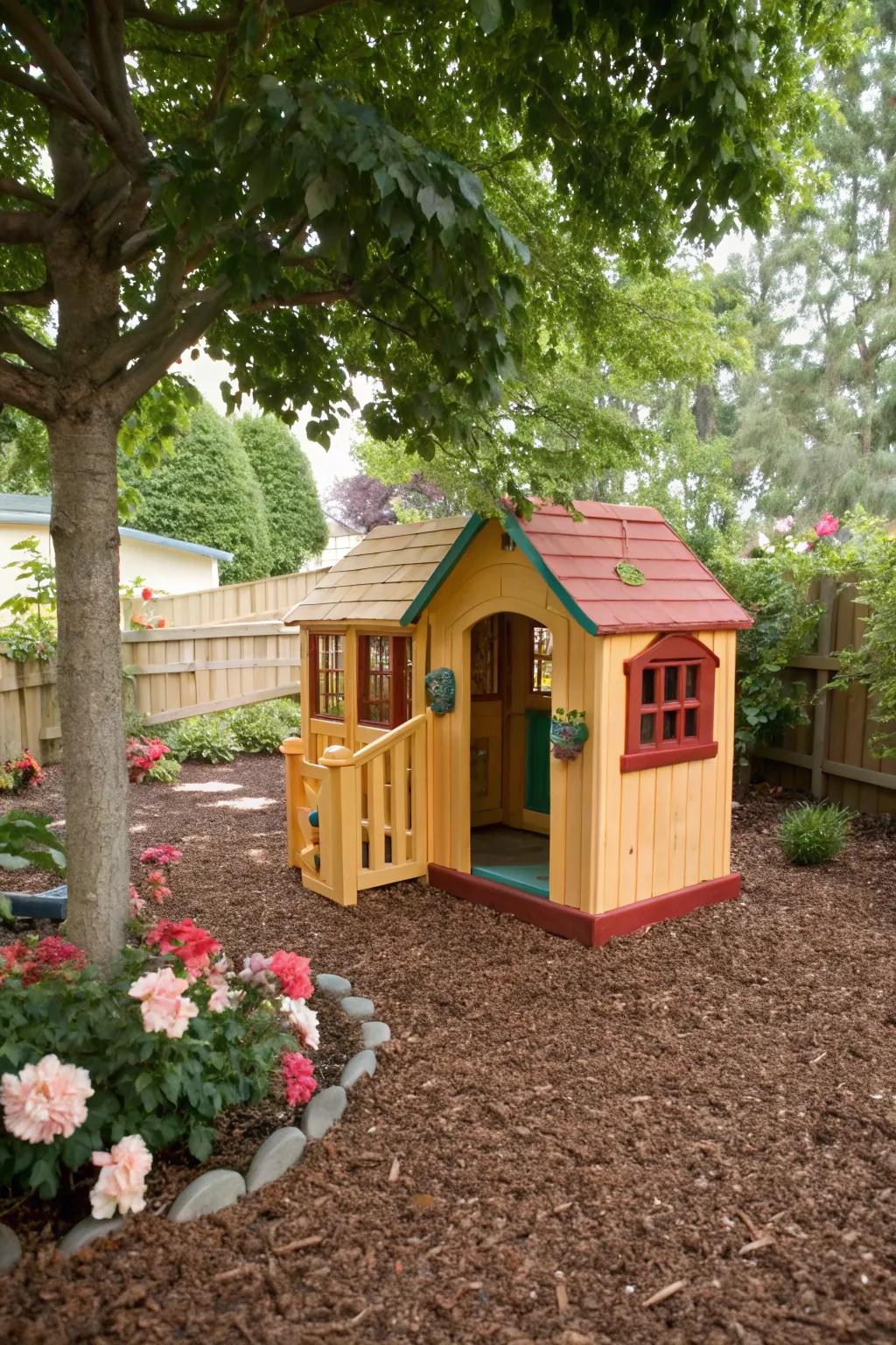 Rubber chippings offer a gentle and organic play surface.