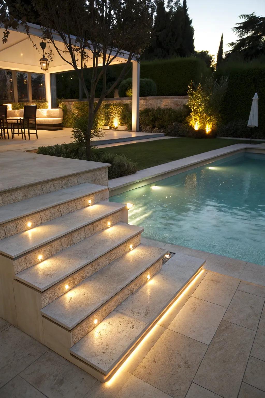 Stair illumination ensures secure and stylish navigation.