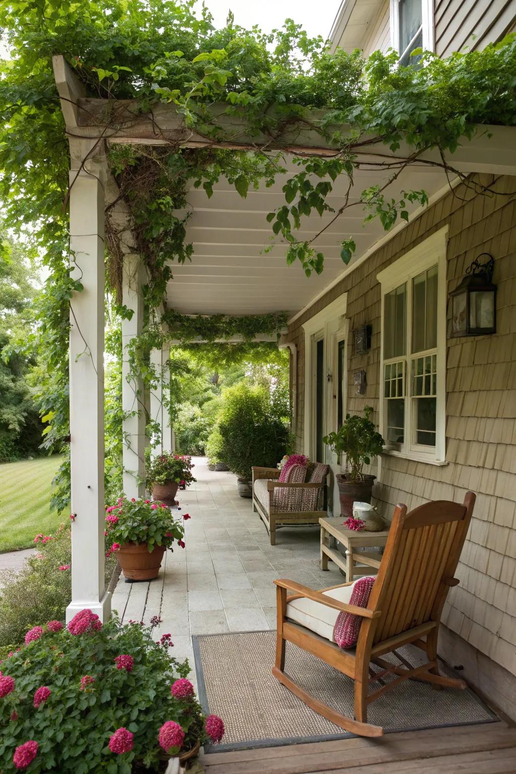 Airy and open featuring a pergola style.