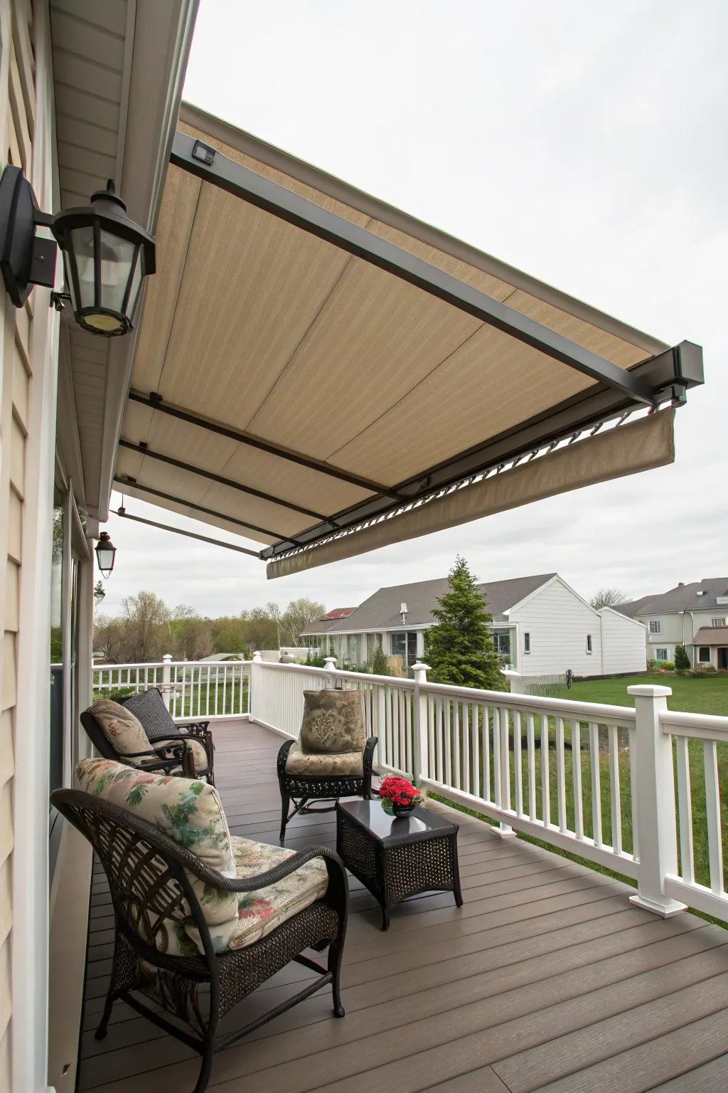 Appreciate adaptable comfort with a retractable canopy.