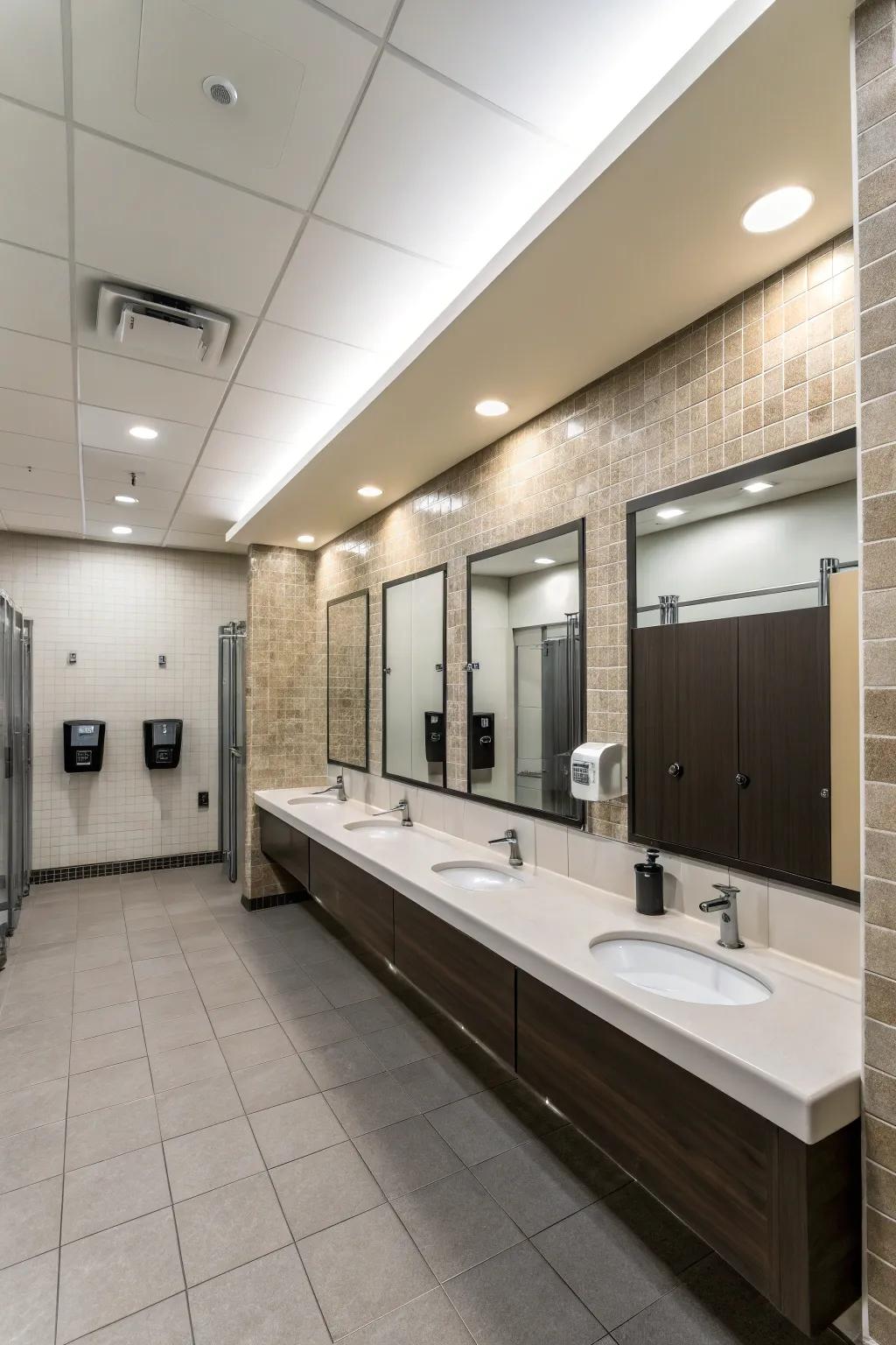 Ongoing upkeep ensures cleanliness and functionality in public restrooms.