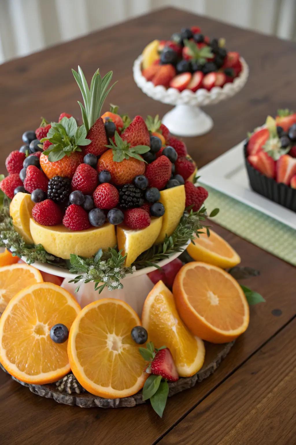 Edible centerpieces delight guests with both beauty and taste.