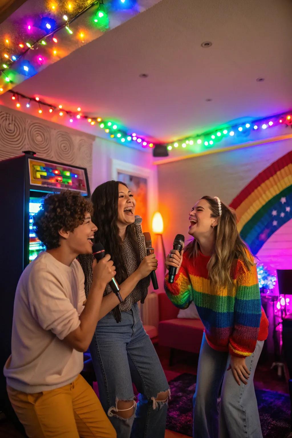 Companions having fun at a spectrum-themed vocal session.