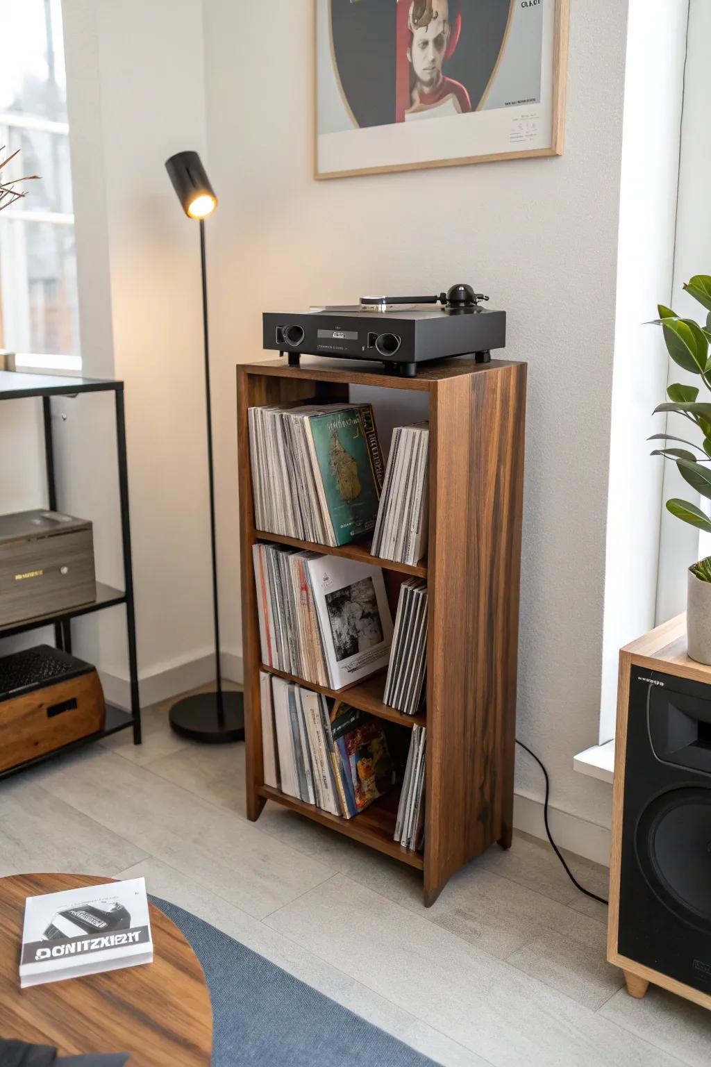 Vertical stand for a setup.