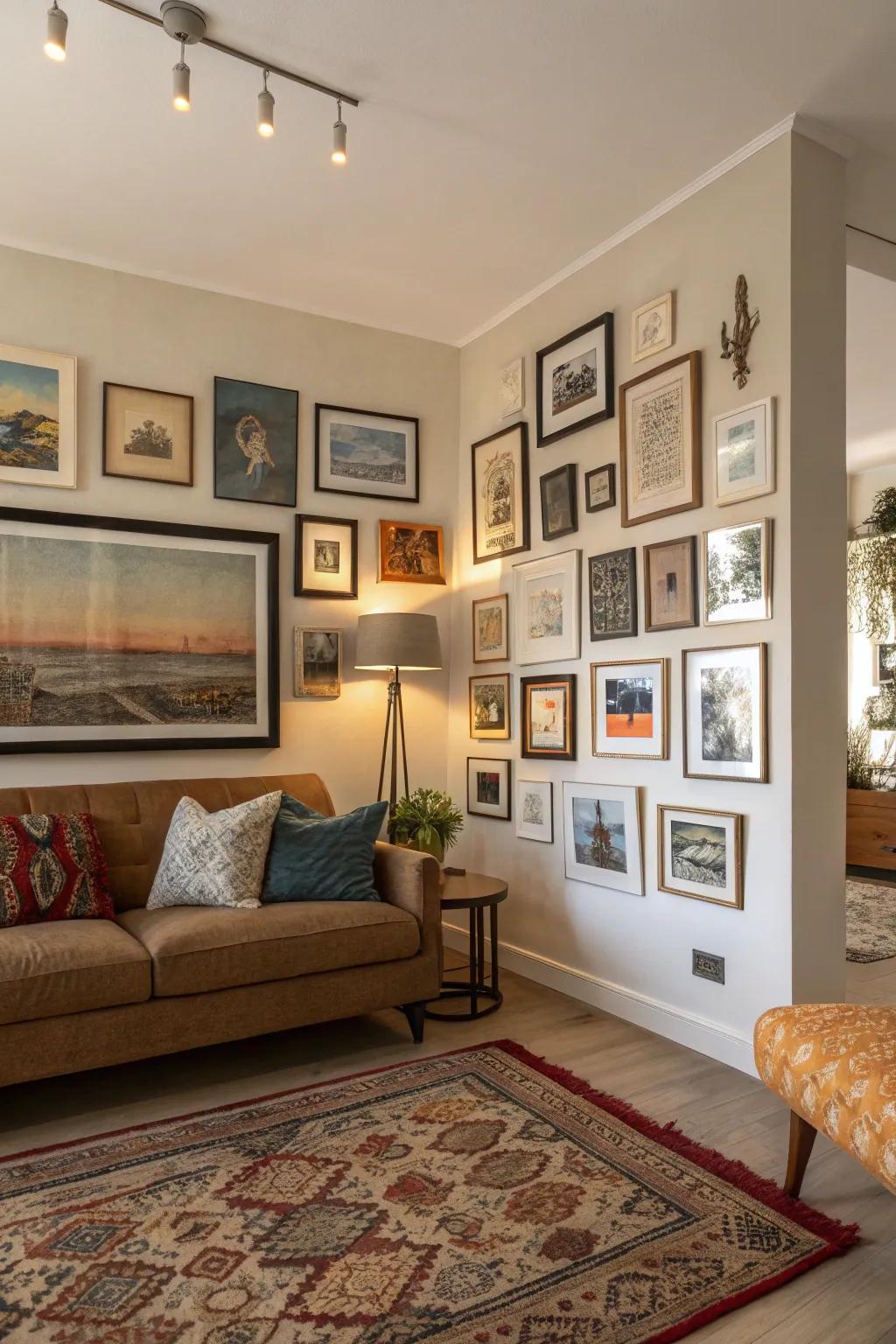 Artistic displays customize and enhance the setting.