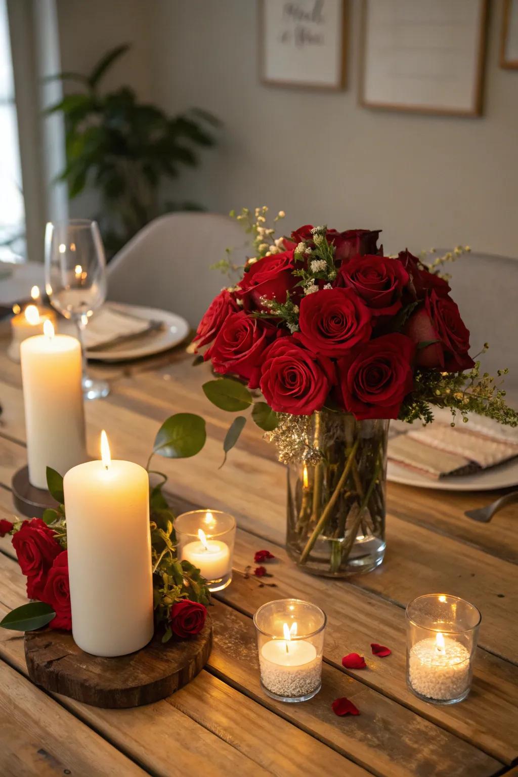 Romantic Ambiance with Roses and Illuminations