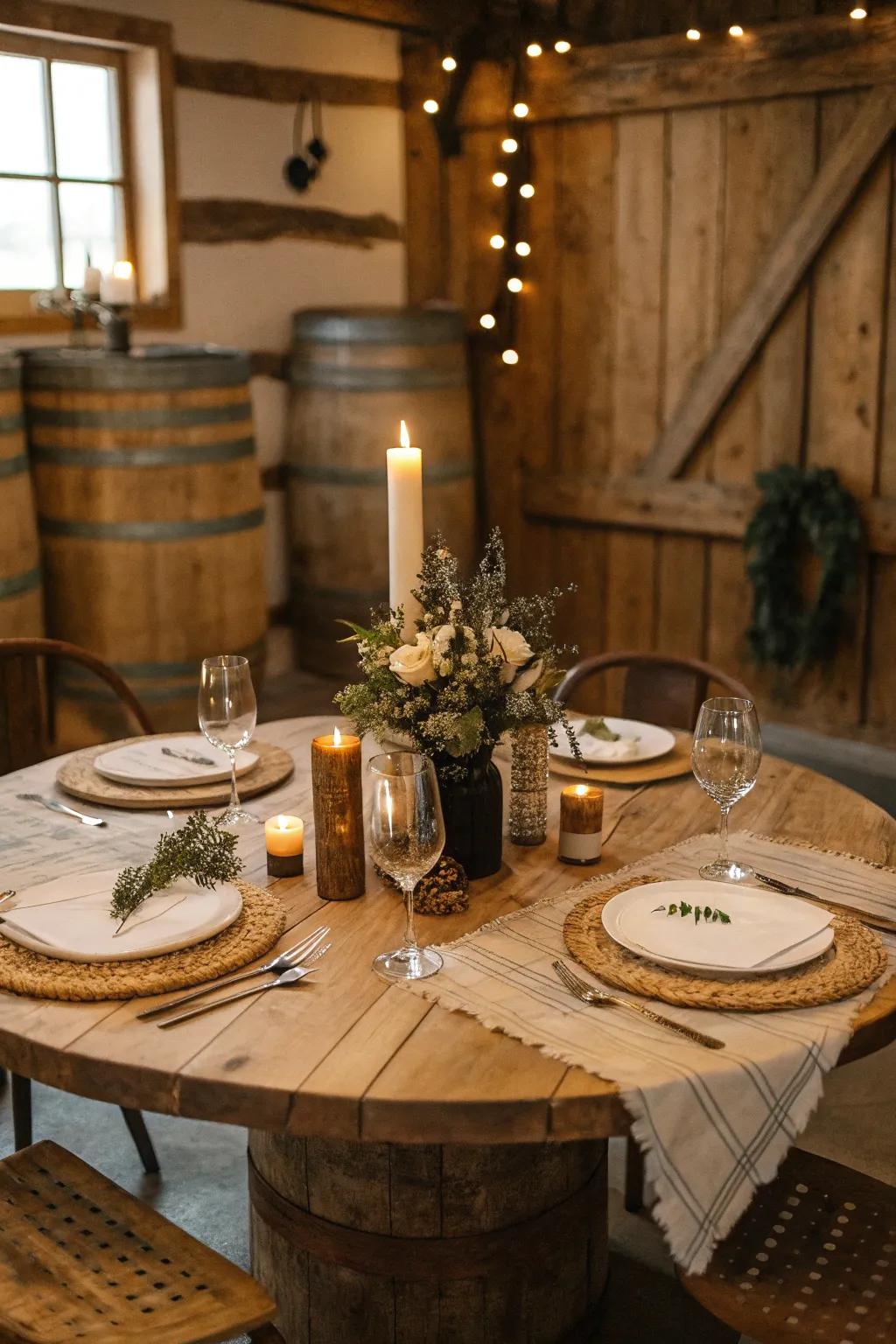 Timber elements add country charm and warmth.