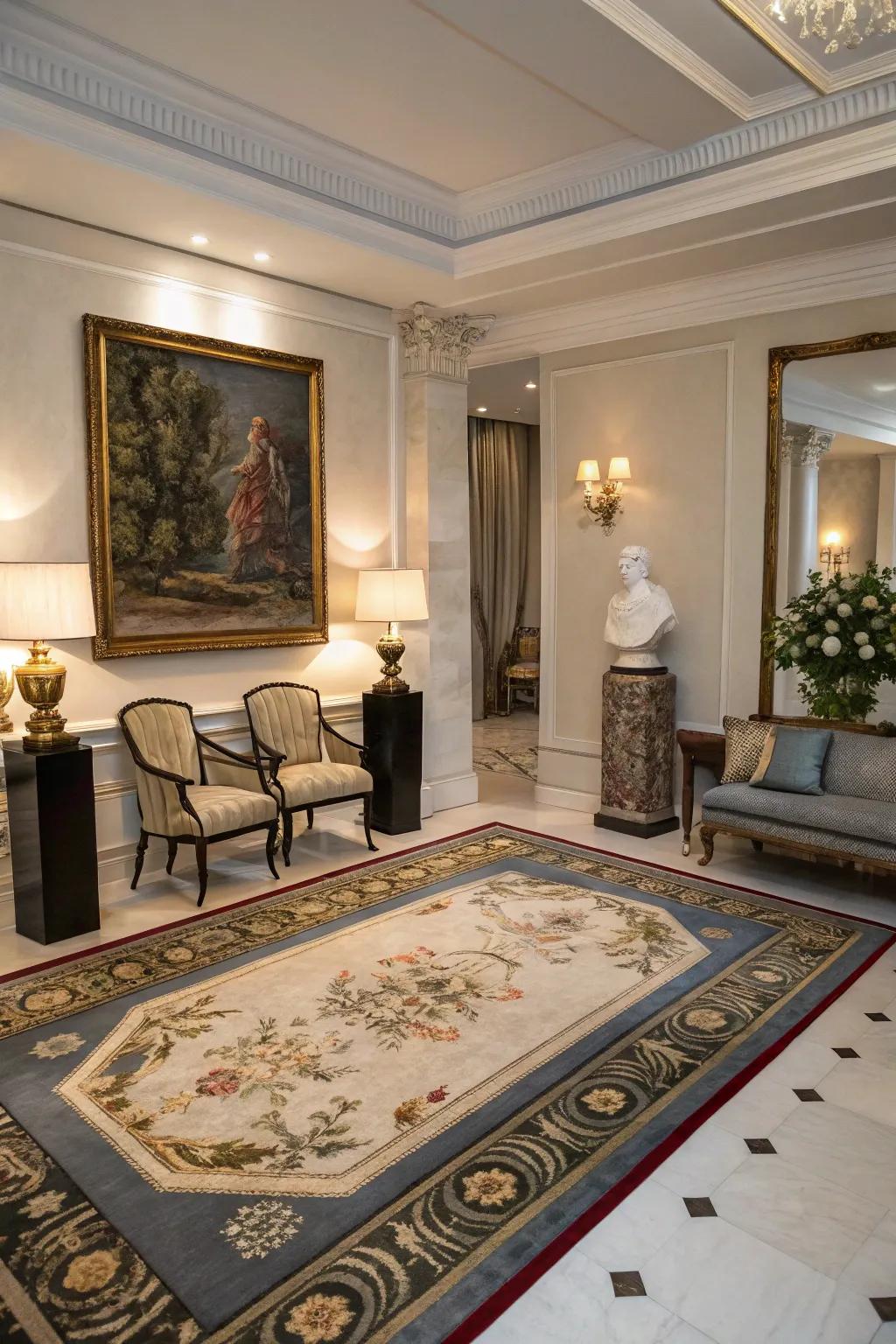 Floor coverings can subtly draw focus to key elements in your room.
