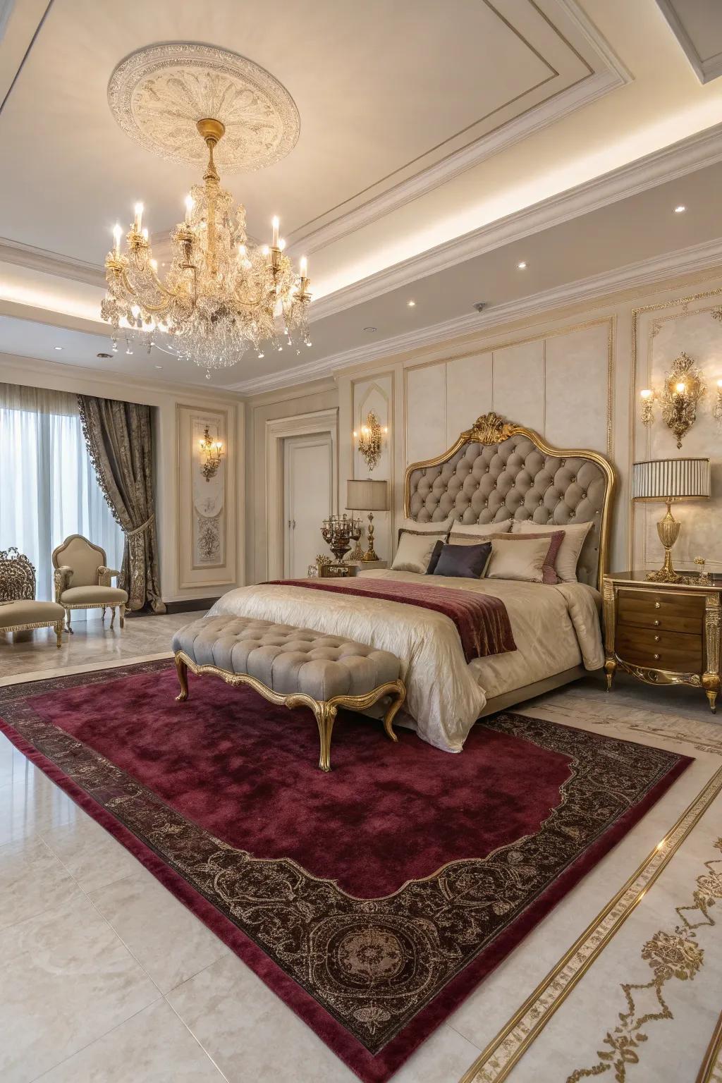 Elegant rugs amplify the sophistication of your bedroom.