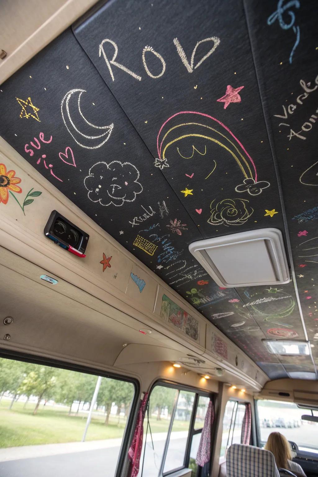Chalkboard finish transforms your ceiling into a canvas for creativity.