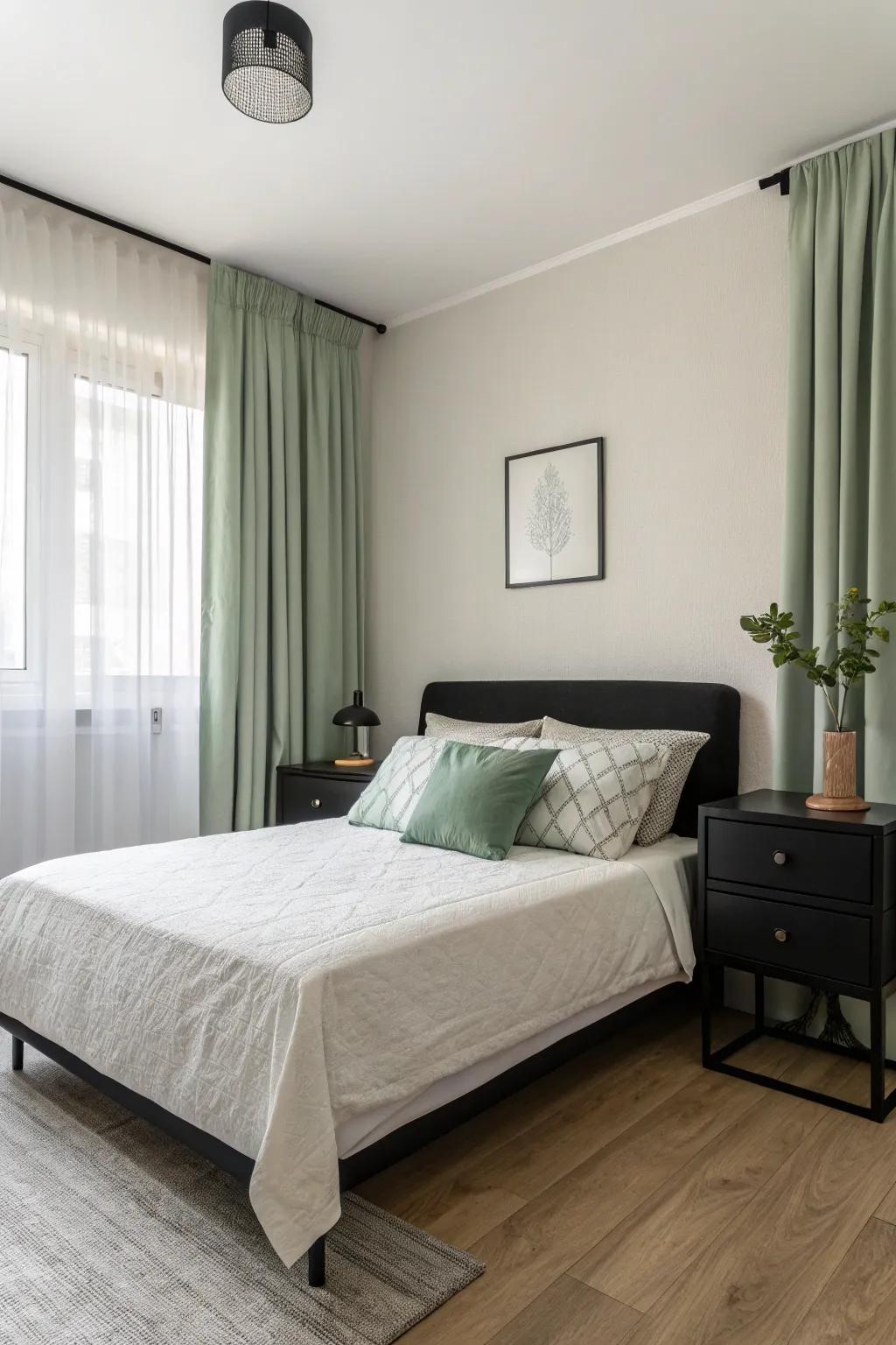 Simple style keeps the focus on serene verdant tint tones.