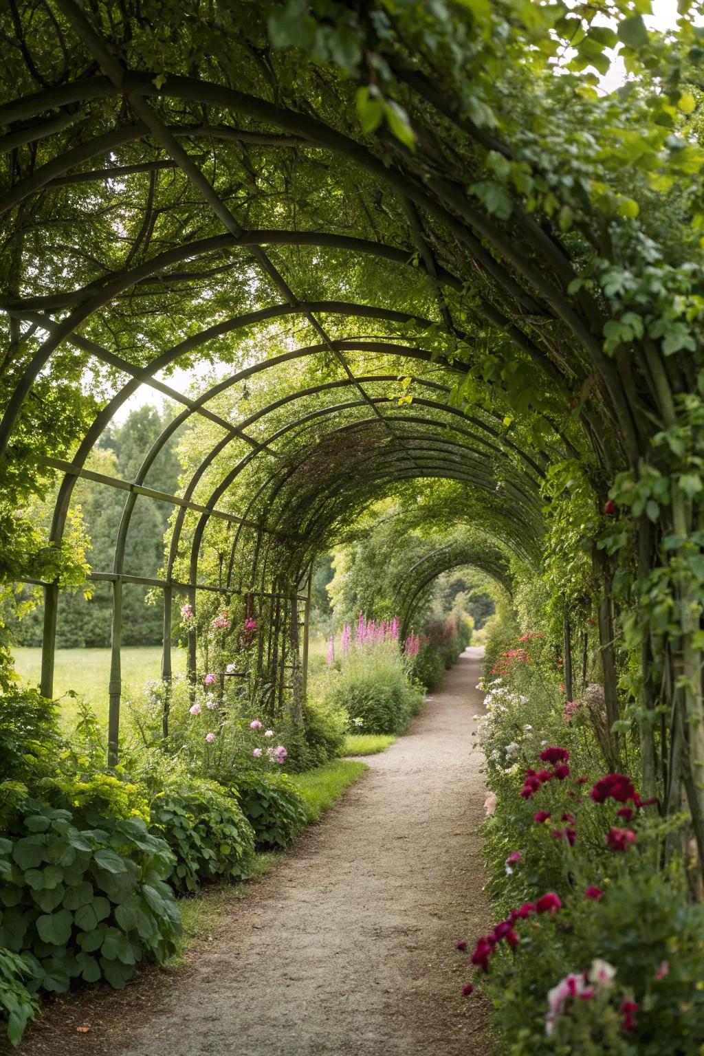 Stroll through a magical botanical passage.