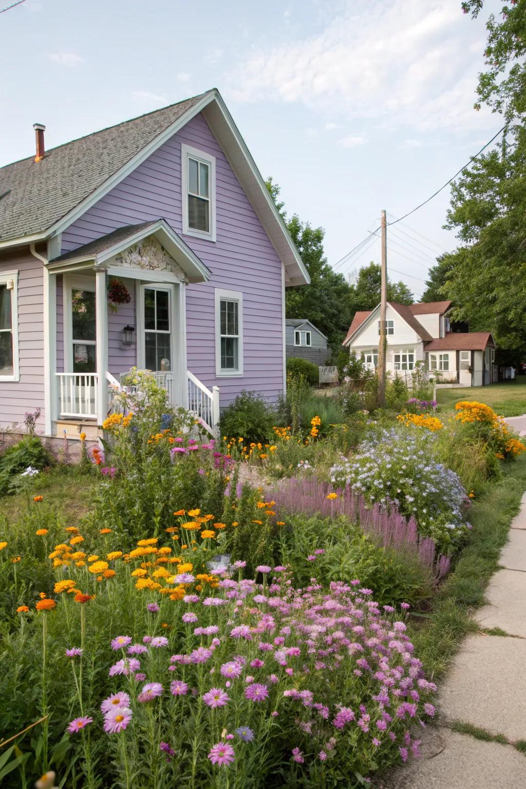 Delicate lilac cladding for a dreamy and capricious abode.