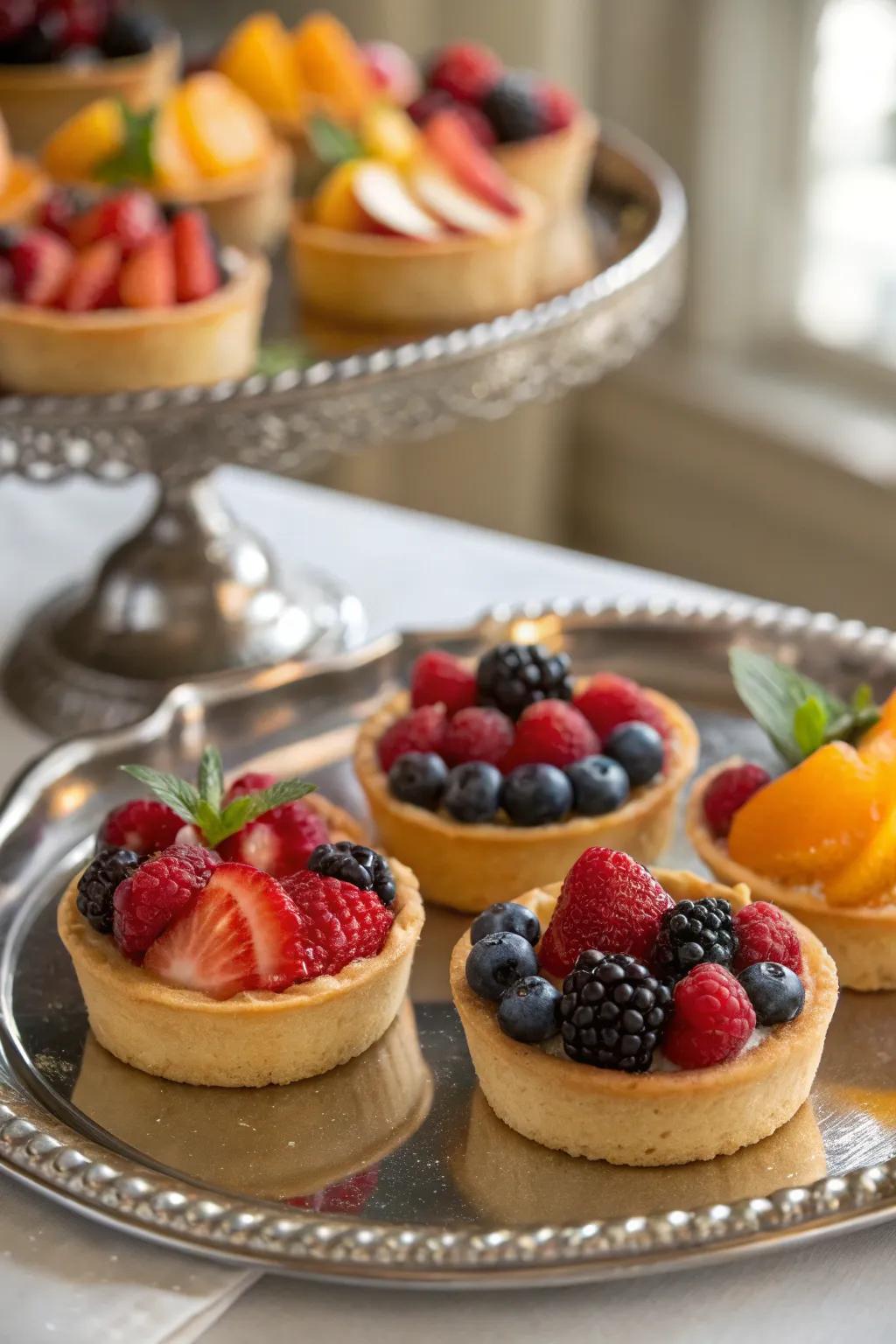 Refined petite tartlets layered with garden-fresh seasonal fruits.