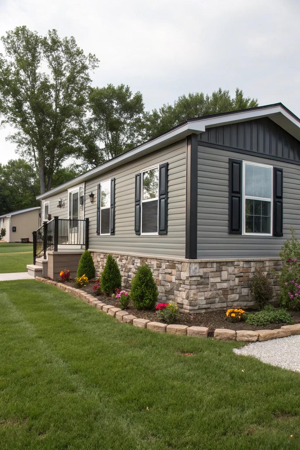 Gray rock provides a sleek, modern aesthetic with natural harmony.