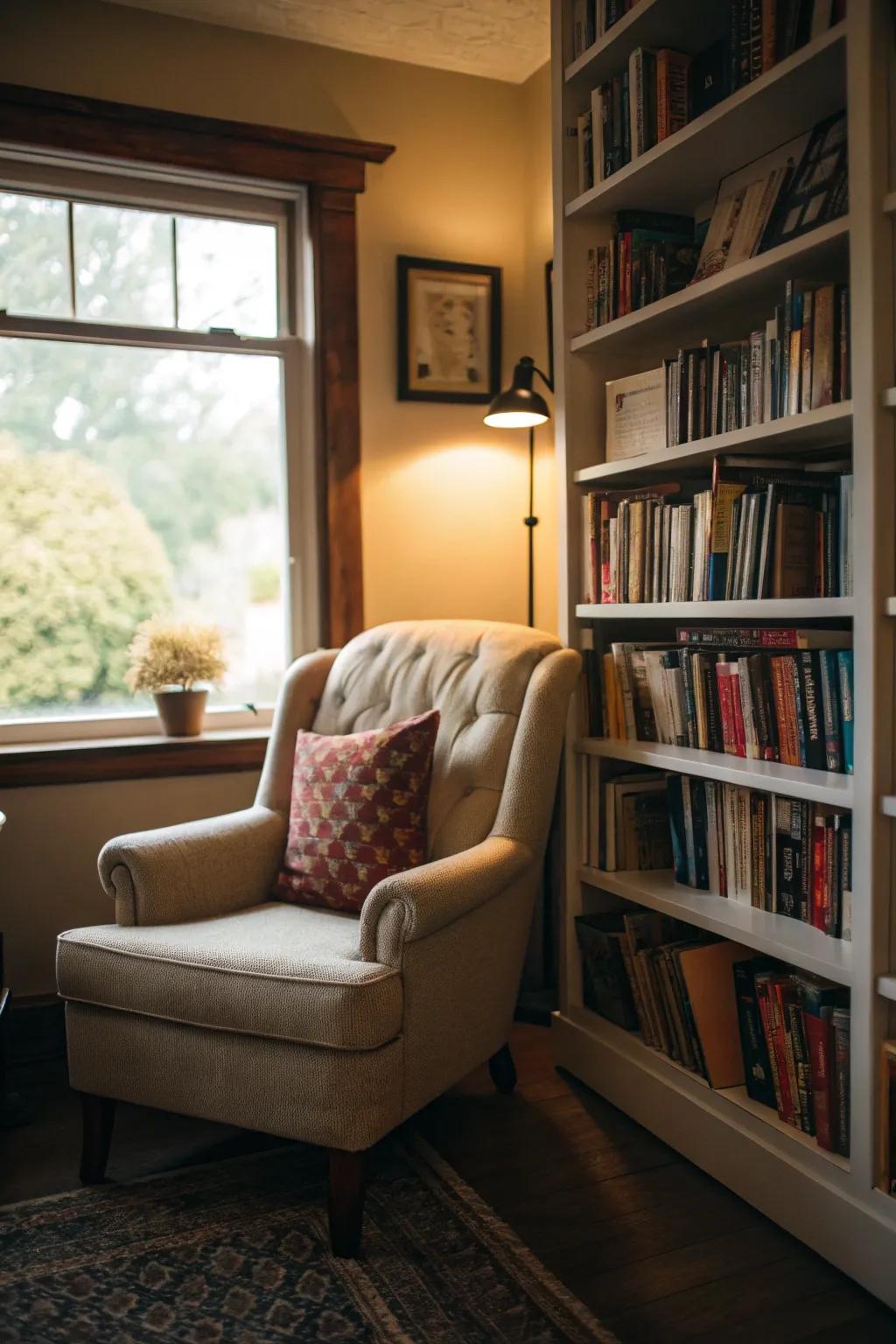 Within your house, a reading space provides a tranquil retreat.
