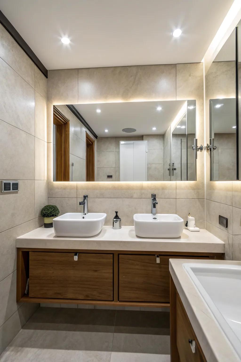 Wall-secured spouts free up space and enhance modernity.