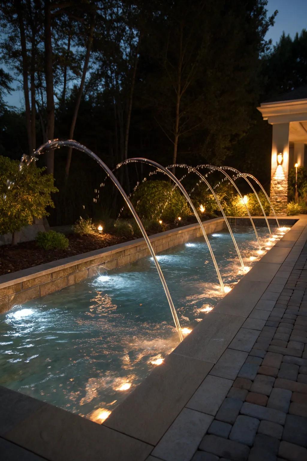 Laminar motion jets append sophistication and elegance to your pool.