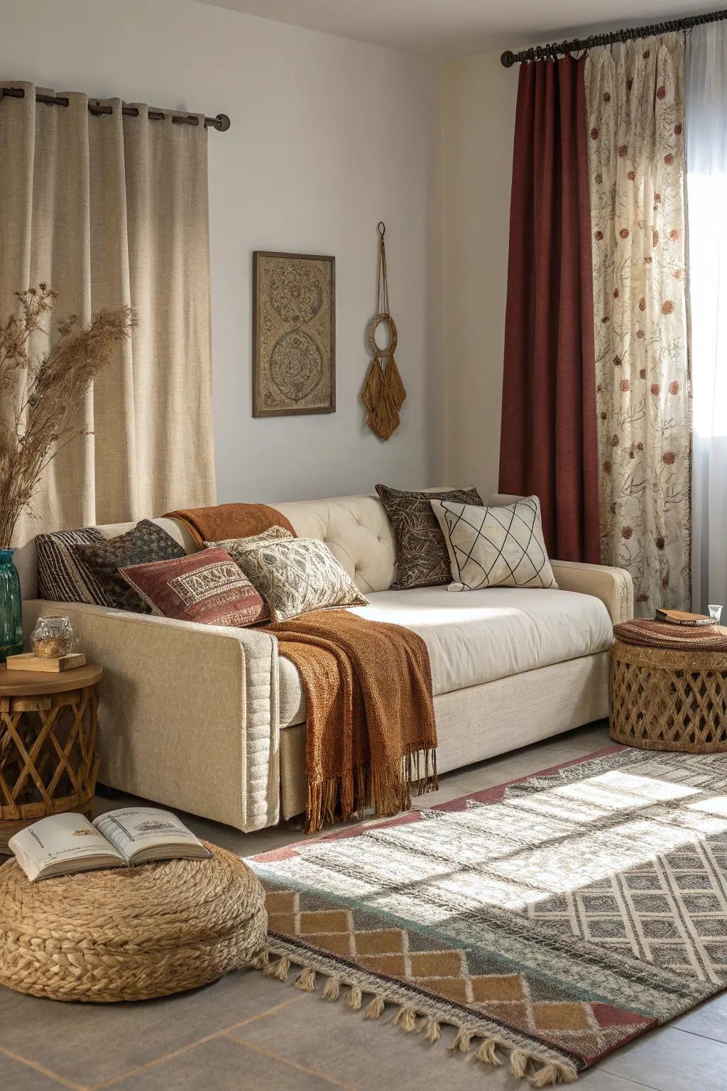 Layered materials give your room richness and depth.