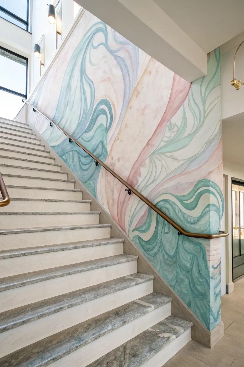Add artistic flair with a watercolor mural.