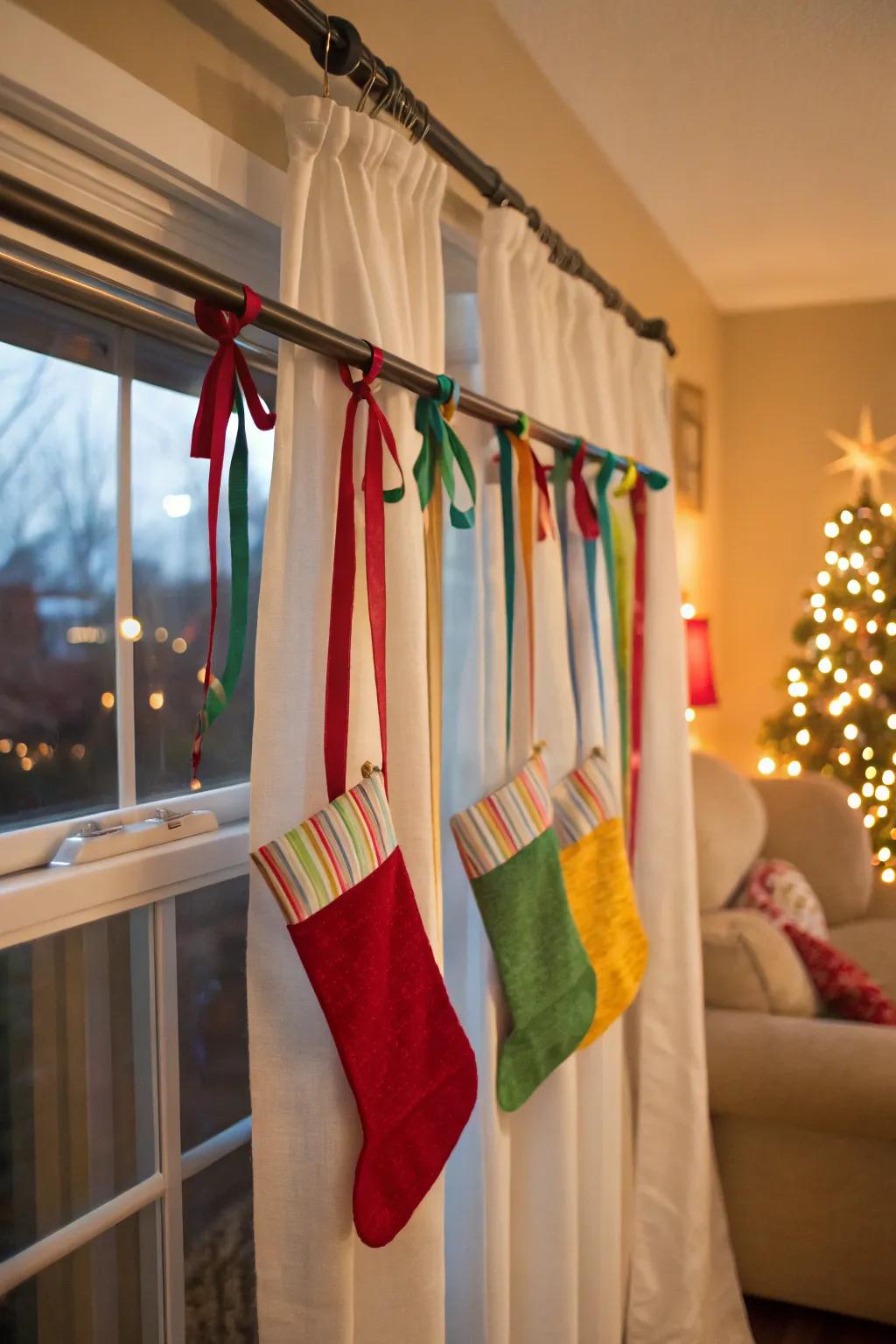 Window treatment rods furnish an adaptable stocking presentation solution.